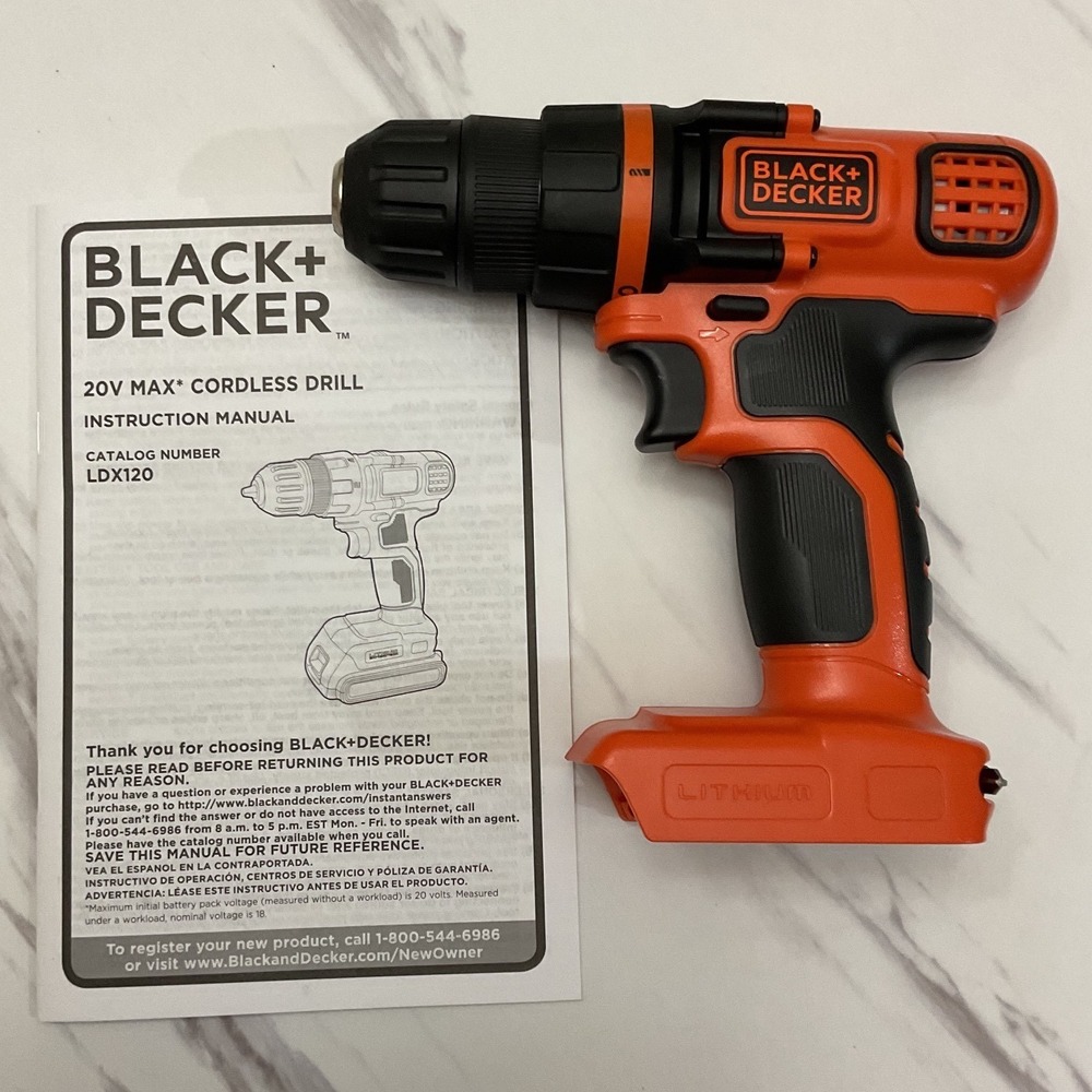 Black & Decker 20V MAX Cordless Drill LDX120 Tool Only with Manual Open Box